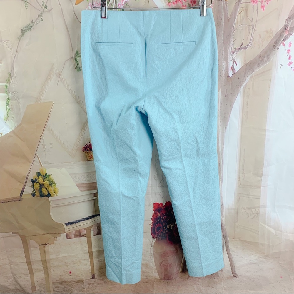 NEW Talbots Minty Blue Medallion Jacquard Ankle Pants - Picture 5 of 10